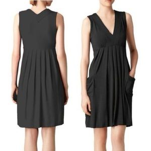 Calvin Klein black sleeveless v neck flared hem dress with pockets
